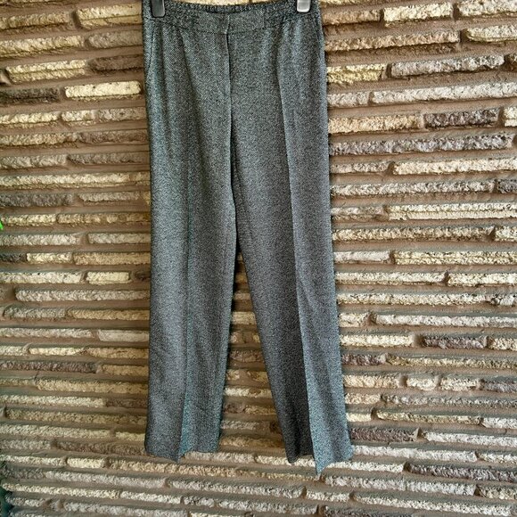 Akris Punto Marla Black Diagonal Tweed Wool Silk Pants Size 6 NWT - Picture 11 of 11